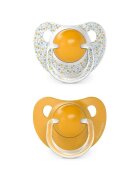 Suavinex Suzeta anatomica din silicon 2 buc pentru 6-18 luni Dreams galben