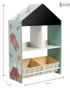 Suporto Biblioteca copii Organizator tip casuta cu raft pentru carti din lemn MDF verde