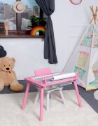 Suporto Birou cu scaunel pentru copii roz cu tabla compatibila cu piese Lego din MDF blat reversibil