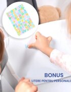 Suporto Birou pentru copii cu scaun convertibil Bancuta 3 in 1 cu masuta si spatii de depozitare lemn MDF alb-gri 3-6 ani
