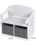 Suporto Birou pentru copii cu scaun convertibil Bancuta 3 in 1 cu masuta si spatii de depozitare lemn MDF alb-gri 3-6 ani