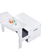 Suporto Birou pentru copii cu scaun convertibil Bancuta 3 in 1 cu masuta si spatii de depozitare lemn MDF alb-gri 3-6 ani