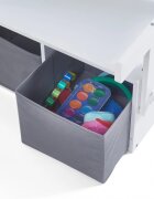 Suporto Birou pentru copii cu scaun convertibil Bancuta 3 in 1 cu masuta si spatii de depozitare lemn MDF alb-gri 3-6 ani