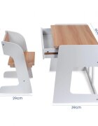 Suporto Birou pentru copii reglabil din MDF cu scaunel reglabil si spatiu de depozitare