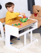 Suporto Birou pentru copii reglabil din MDF cu scaunel reglabil si spatiu de depozitare