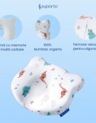 Suporto Fata de perna din bumbac pentru bebelusi Alb model cu dinozauri