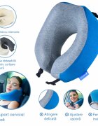 Suporto Perna de calatorie albastra Travel Companion din spuma cu memorie