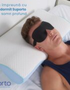 Suporto Perna de dormit anatomica si ortopedica cu suport cervical din spuma cu memorie Albastra