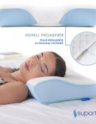 Suporto Perna de dormit anatomica si ortopedica cu suport cervical din spuma cu memorie Albastra