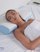 Suporto Perna de dormit anatomica si ortopedica cu suport cervical din spuma cu memorie Albastra