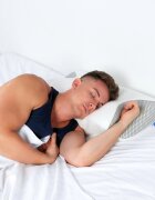 Suporto Perna ortopedica cervicala pentru dormit cu extensii si suport ergonomic pentru gat Negru din spuma cu memorie