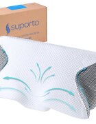 Suporto Perna ortopedica cervicala pentru dormit cu extensii si suport ergonomic pentru gat Negru din spuma cu memorie