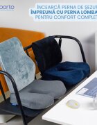 Suporto Perna ortopedica pentru sezut Slim Gri din spuma cu memorie cu suport pentru coccis