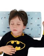 Suporto Perna ortopedica si hipoalergenica din spuma cu memorie 2-9 ani Albastru husa din bumbac 2 inaltimi pentru dormit si suport cervical