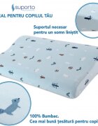 Suporto Perna ortopedica si hipoalergenica din spuma cu memorie 2-9 ani Albastru husa din bumbac 2 inaltimi pentru dormit si suport cervical