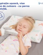 Suporto Perna ortopedica si hipoalergenica din spuma cu memorie 2-9 ani Iepurasi husa din bumbac 2 inaltimi pentru dormit si suport cervical