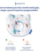 Suporto Perna pentru formarea capului Alb Ursulet model cu dinozauri 0-12 luni impotriva plagiocefaliei ortopedica si hipoalergenica din spuma cu memorie husa din bumbac