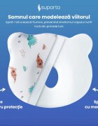 Suporto Perna pentru formarea capului Alb Ursulet model cu dinozauri 0-12 luni impotriva plagiocefaliei ortopedica si hipoalergenica din spuma cu memorie husa din bumbac