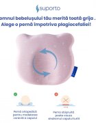 Suporto Perna pentru formarea capului Roz Ursulet 0-12 luni impotriva plagiocefaliei ortopedica si hipoalergenica din spuma cu memorie husa din bumbac