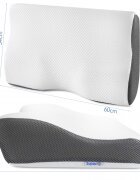 Suporto Set 2 perne ortopedice cu suport pentru gat din spuma cu memorie cu perforatii 60 x 34 x 117 cm