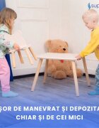Suporto Set masa si 2 scaune pentru copii Crem din lemn MDF scaun in forma de ursulet varsta 3-6 ani cu margini rotunde
