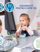 Suporto Set masuta cu 2 scaune pentru copii Alb Gri 3-6 ani cu rafturi pentru carti sertare depozitare organizator jucarii tabla de scris desenat studiat din MDF