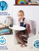 Suporto Set masuta cu scaun incorporat pentru copii 3 in 1 din lemn Mdf 3-6 ani alb-gri