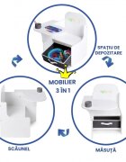 Suporto Set masuta cu scaun incorporat pentru copii 3 in 1 din lemn Mdf 3-6 ani alb-gri
