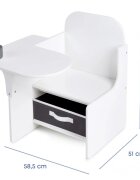 Suporto Set masuta cu scaun incorporat pentru copii 3 in 1 din lemn Mdf 3-6 ani alb-gri