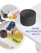 Suporto Set masuta cu scaun incorporat pentru copii 3 in 1 din lemn Mdf 3-6 ani alb-gri