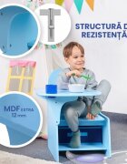 Suporto Set masuta cu scaun incorporat pentru copii 3 in 1 din lemn Mdf 3-6 ani albastru