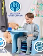 Suporto Set masuta cu scaun incorporat pentru copii 3 in 1 din lemn Mdf 3-6 ani albastru