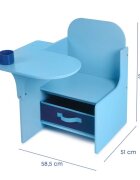 Suporto Set masuta cu scaun incorporat pentru copii 3 in 1 din lemn Mdf 3-6 ani albastru