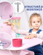 Suporto Set masuta cu scaun incorporat pentru copii 3 in 1 din lemn Mdf 3-6 ani roz