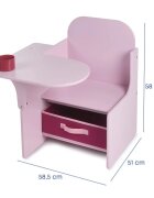 Suporto Set masuta cu scaun incorporat pentru copii 3 in 1 din lemn Mdf 3-6 ani roz