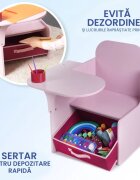 Suporto Set masuta cu scaun incorporat pentru copii 3 in 1 din lemn Mdf 3-6 ani roz
