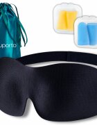 Suporto Set perna cervicala anatomica si ortopedica albastra + masca de dormit 3D cu saculet verde smarald