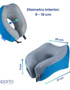 Suporto Set perna de calatorie albastra Travel Companion din spuma cu memorie si masca de dormit 3D cu saculet verde smarald