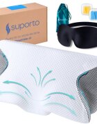 Suporto Set perna ortopedica cervicala pentru dormit cu extensii negre + masca de dormit 3D cu saculet verde smarald ideale pentru ochi obositi si un somn odihnitor