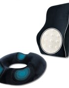 Suporto Set perna ortopedica lombara completa si perna sezut Donut din spuma cu memorie negru