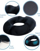 Suporto Set perna ortopedica lombara si perna pentru sezut Donut din spuma cu memorie Negru