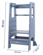 Suporto Turn de invatare tip Learning tower pentru copii Gri rol de inaltator cu treapta de urcare reglabila antiderapanta si balustrade de protectie