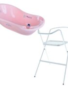 TEGA BABY Set Cadita cu suport metalic Little Bunnies 102cm Roz