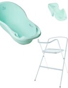 TEGA BABY Set Cadita Little Bunnies 102cm cu Suport metalic si Suport Anatomic Mint