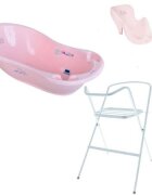 TEGA BABY Set Cadita Little Bunnies 102cm cu Suport metalic si Suport Anatomic Roz