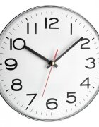 TFA Ceas analog de perete alb cu argintiu cifre mari