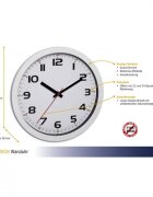 TFA Ceas analog silentios de perete cu capac din sticla cifre mari alb