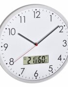 TFA Ceas analog silentios de perete cu termometru si higrometru digital alb