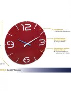 TFA Ceas de perete colorat analog creat de designer model Contour rosu