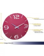 TFA Ceas de perete colorat analog creat de designer model Contour roz